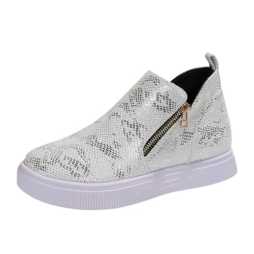 Basket femme en cuir imprimé avec fermeture éclair latérale pour le confort au quotidien