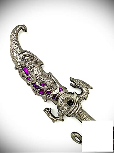 10" Dragon Fantasy Sword Dagger Stainless Steel Fixed Blade Knife Gothic Collectible Purple
