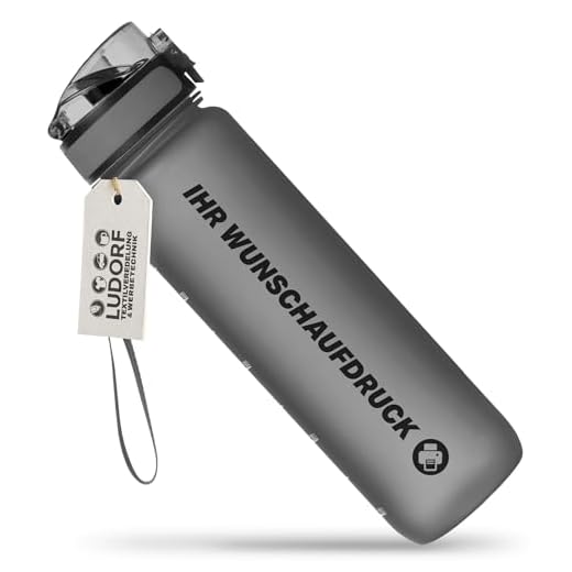 #teamludorf CAMPOS Trinkflasche 1L Anthrazit – BPA-frei & auslaufgehemmt – Sport Wasserflasche für Fitness, Schule & Büro – personalisierbar – Tritan Kunststoff mit Handschlaufe