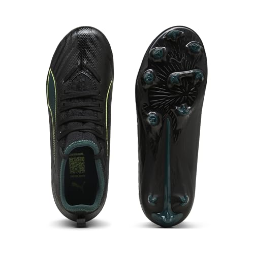 PUMA Ultra 6 Match FG/AG JR Fußballschuh, Black-Fizzy Light-Green Terrain, 44 EU, Puma Black Fizzy Light Green Terrain, 28 EU – Ansicht 4