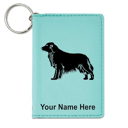 LaserGram ID Holder Wallet, Golden Retriever Dog, Personalized Engraving Included (Teal)