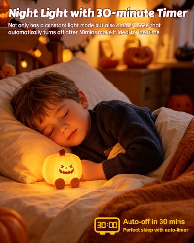 Luditek Pumpkin Night Light, Silicone 3 Level Dimmable Nightlight Gifts - Image 3