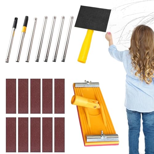 Ponceuse À Manche Pour De Plâtre | Rotatif Extensible Manuel - Ponceuse Plafond Main Outils De Plâtre | Pour Terrasse Sol Plafond Amélioration De L Habitat...