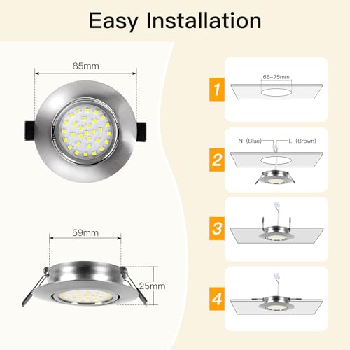 Foco Empotrable LED de Techo Extraplana Dimmable 5W Blanco Cálido 6000K Juego de 10 4