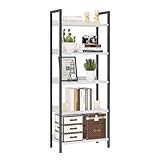 NUMENN Bookshelf, 5 Tier Bookshelves, Home Office Bookcase Shelf Storage Organizer, Free Standing Storage Shelving Unit for Bedroom, Living Room and Home Office, White&Black