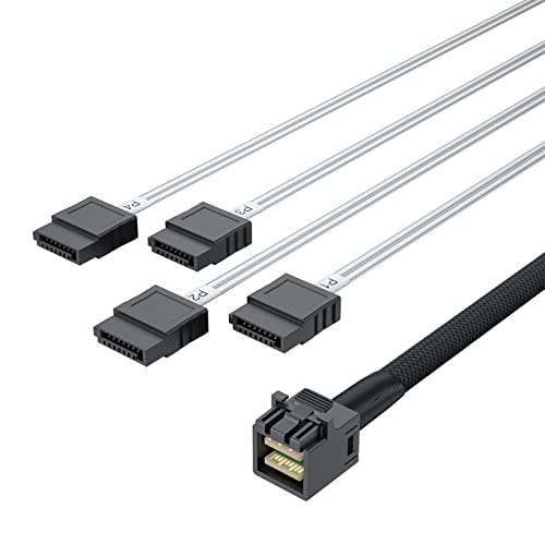 H!Fiber.com Internes HD Mini SAS (SFF-8643 Host) zu 4x SATA (Target) Kabel, SFF-8643 zu 4x SATA Kabel, 0.5 Meter (1.65ft)