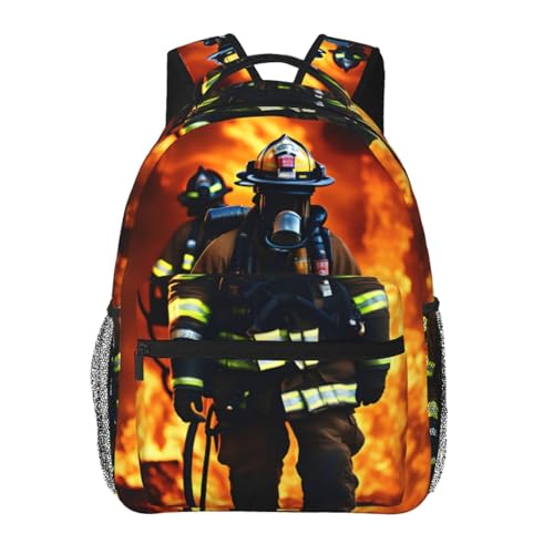 Mochila para laptop fácil de limpiar EdWal impermeable con diseño de llamas de bombero