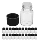 HOOTNEE 40 Frascos de Vidrio Transparente de 5 Ml Tapa Blanca y Tapón Interior Hermético Pequeños Sellados para Muestras Ideales para Viajes Almacenamiento de Líquidos y Uso Diario