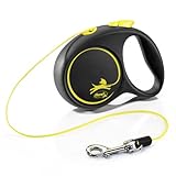 FLEXI New Fun Neon Retractable Dog Leash, Comfortable and Stylish, X-Small - Cord, 10-Feet, Black with Neon, up to 18 lbs, Black/Neon