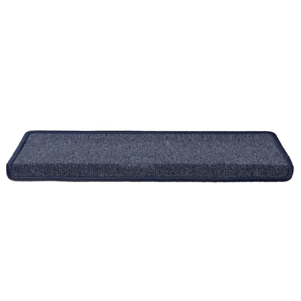 Stufenmatten 30 Stück 65 x 21 x 4 cm Dunkelgrau und Blau Rechteckiger Rand Treppenstufen Matten, Teppich Innen für Treppen, rutschfest Stufenmatten Treppenteppich