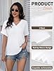 PASUDA Ladies Tops V Neck T Shirts for Women Short Sleeve Solid Color Summer Tops Casual Fold Sleeve Loose Fit Basic Tee Shirt (White, S) #3