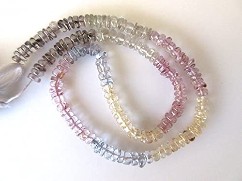 Perles rondelles multicolores bleues roses jaunes de 5mm pour création de bijoux DIY de 33 cm