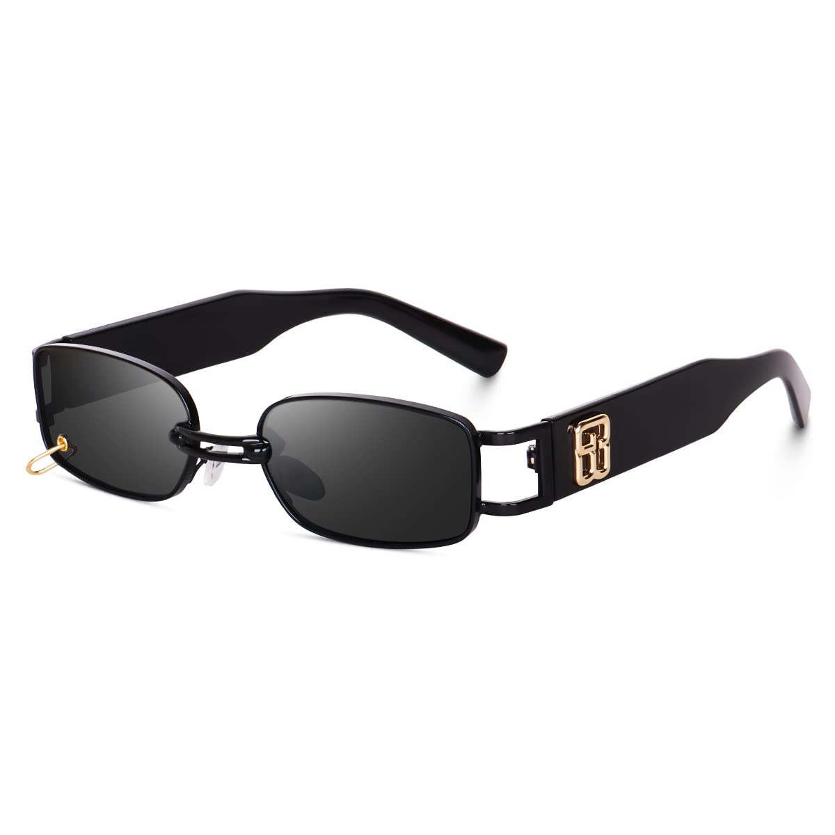 ARTRUEMc stn ring golden metal frame sunglasses | All Black