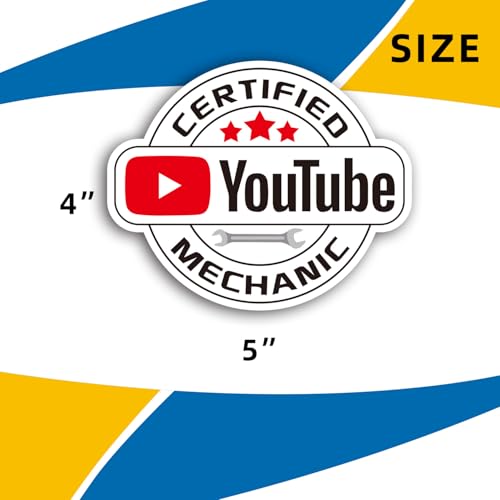 Image of Certified YouTube Mechanic Magnet Car Sticker - Funny You-Tube Mechanic Magnet Decal for Expert Mechanic - Automotive Office Gag Gift
