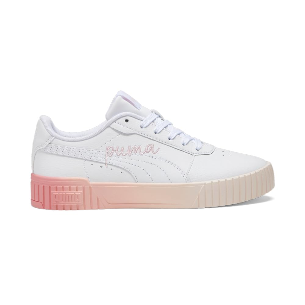 PUMA Womens Carina 2.0 Logo Lots Of Love Lace Up Sneakers Shoes Casual - White 10 White