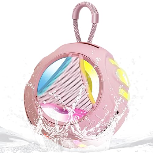 Image of Portable Bluetooth Speaker, IPX7 Waterproof Wireless Outdoor Speakers, Mini Shower Speaker, Floating, Built-in Mic, 24H Playtime with LED Lights,Loud HD Sound, Powerful Bass, Gifts for Unisex - Pink