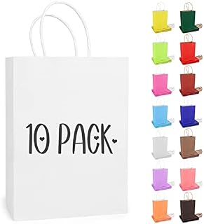 ARTCUT 40 PCS Gift Bags, Brown Paper Bags, Small Paper Party Bags with Handles, Birthday Gift Bag for Presents, Paper Gift Bags for Wedding, Birthday, Party, 150x80x210mm (Hot Pink)