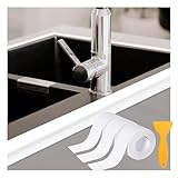 ZONE INDUSTRY CORP. 3 Roll 1.5''x10.5FT PVC Self Adhesive Caulk Tape, Waterproof White Caulking Sealing Strip for Kitchen, Countertop, Sink, Bathroom, Toilet Base, Shower, and Bathtub Floor Wall