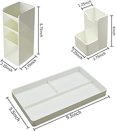 NESTIC Stackable Office Pen Organizer for small Desk Large-Capacity Cute Stationery Art Supplies and Marker Storage Organizer crayon Caddy Box for Office/School/Home(White-1Pcs)