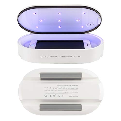 Phone Sanitizer Wireless Charger Case | UV sanitizer Box |15W Wireless Charger Station for Smartphone Smart Watches Multifunctional Phone and pad Holder and sanitizer Wand