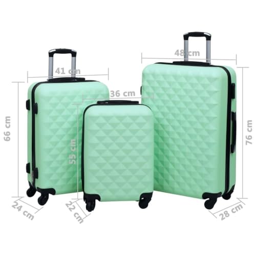 3-Piece Mint Hardcase Trolley Set - Durable ABS Material with Secure Lock for Travel2