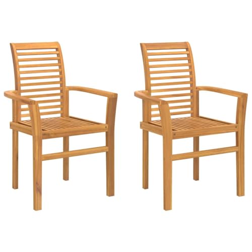 Makastle Chaise de Jardin avec Dossier à Lattes Lot de 2, Fauteuil de Patio Empilable avec Cadre...