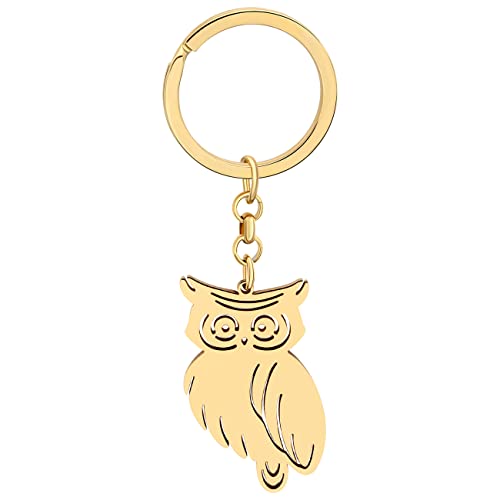Porte-clés hibou élégant en acier inoxydable : charms clés de voiture