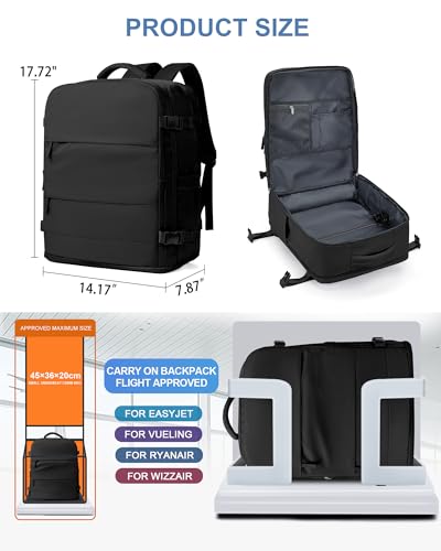 Image of coowoz Large Travel Backpack Carry On for Women Man Black Waterproof Gym Backpacks with Laptop Compartment Mochila de Viaje Teacher Personal Item Backpack Rucksack Airplane Accessories Must Haves