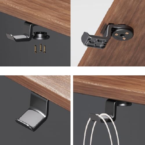 Soporte para auriculares bajo el escritorio, gancho giratorio de 360° ajustable, ligero, fabricado en nailon reforzado con fibra, para escritorio y mesa, ideal para estudiantes, con capacidad de 50 lb y fijación mediante tornillos miniatura 3