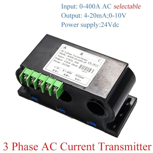 Transmetteur de courant alternatif triphasé pour mesurer la consommation basse tension 0-10A