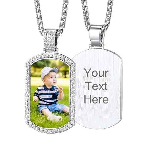 Custom4U Picture Necklace Personalized Photo for Men Women Steel/18K Gold Plated/Black Custom Angel Wings/Heart Pendant Necklace with Picture Memory Circle Chain 18-30 Inch,Hip Hop Jewelry+G