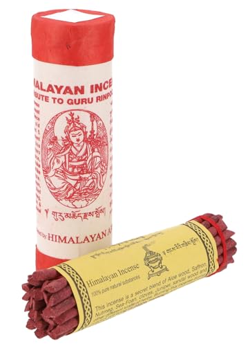 GURU SHOP Himalayan Incense - Bâtonnets d'encens tibétain naturel - Encens tibétain - Rouge - 11,5 x 3,5 x 3,5 cm - Bâtonnets d'encens tibétains - Népal