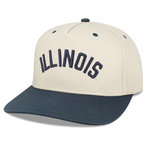 Legacy NCAA Officially Licensed Baseball Hat, Illinois Illini, Lightweight Cap for Men & Women, Heritage Twill Adjustable (HTA), Stone/Navy, One Size Fits Most, Adjustable Closure