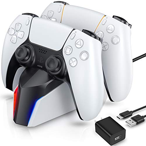 PS5 コントローラー 充電器 ECHTPower PS5 充電スタンド オリジナルデザイン 2台同時充電可能 急速充電 LEDランプ付き 過充電防止