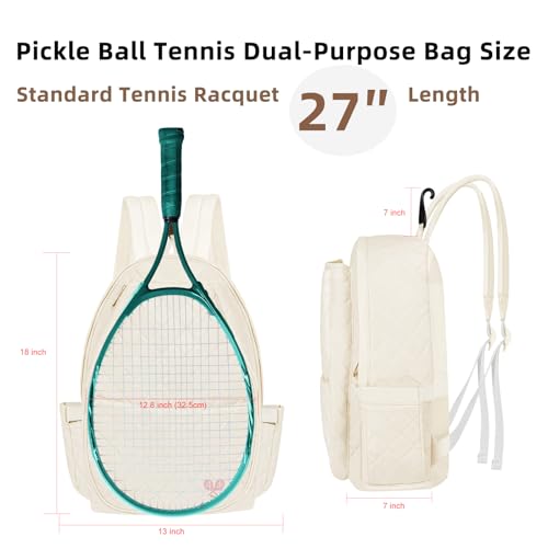 BEEYEO Tennis Bag, Professional Quilted Tennis Backpack Tennis Racket Bags for Women Men for Pickleball Tennis Badminton (Yellow) by BEEYEO - Used condition - Image 2