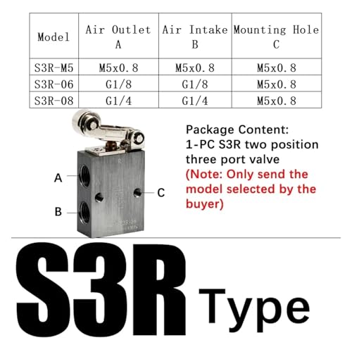 Valve pneumatique 3/2 S3R 1/8 mécanique switch commande air comprimé