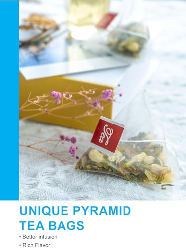 Image of TeeLux Mint Jasmine Herbal Tea Bags, Caffeine Free, 30 Count | Refreshing Mint Blend with Jasmine, Lily, Osmanthus & Chrysanthemum, Sugar Free, Gluten Free, Hot or Iced