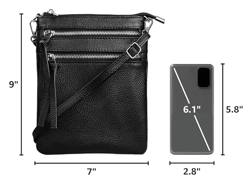 Image of befen Small Genuine Leather Crossbody Purses for Women Trendy Travel Shoulder Handbags with Multiple Zipper Pockets