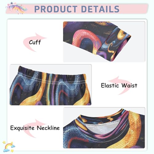 Pajama Sets Long Sleeve Abstract Snakes Watercolor Soft Comfy Sleepwear 2 Piece PJS 3-8T4