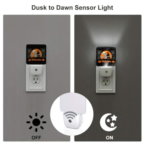 Image of Halloween Skull House Night Pumpkin LED Plug-in Night Light 2 Piece Set for Corridors