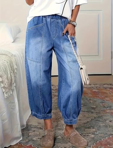 Jean coupe décontractée à taille élastique stretch et ample - 3