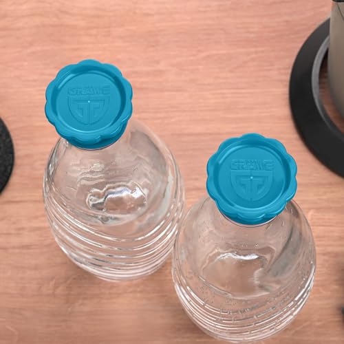 GRÄWE Deckel für Sodastream Glasflaschen Penguin und Crystal, 2er Set Flaschendeckel, absolut dichter Deckel, Türkis