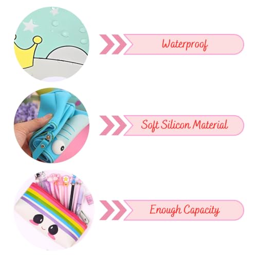 Image of FINEMOE 3D Pencil Pouch for Kids, Set of 10 Waterproof Pencil Case & Pen Holder, Cute School Stationery Pouch, Birthday Party Return Gifts for Boys & Girls Age 3-12