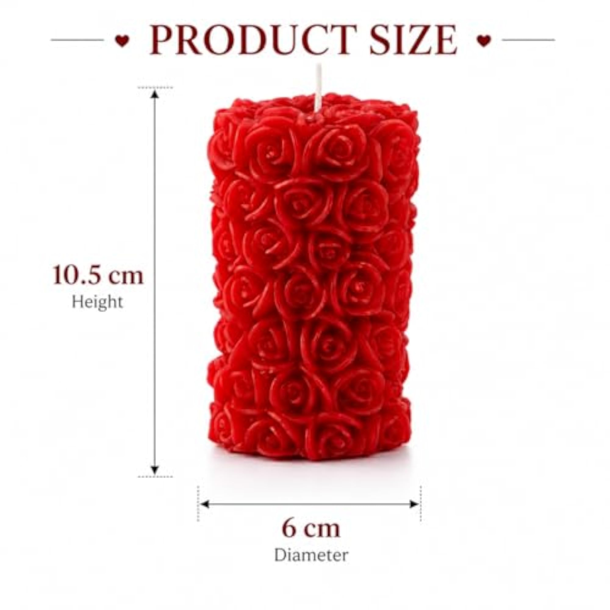Candles for Home Decor, Rose Fragrance Pillar Shape, Set of 2