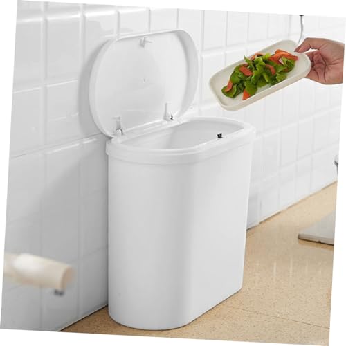 Caneca de basura de plástico con tapa diseño delgado miniatura 3