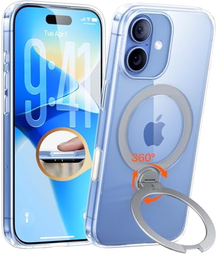 （02:30時点） TORRAS iPhone 17 用 ケース【多機能一体・360°新定点回転スタンド】 Magsafe対応 カメラコントロールボタン 高耐久性 耐衝撃 ゼンマイ式スタンド リング 縦横両対応 マグネット搭載 急速充電対応 指紋防止「Ostand Q3 Spin」クリア