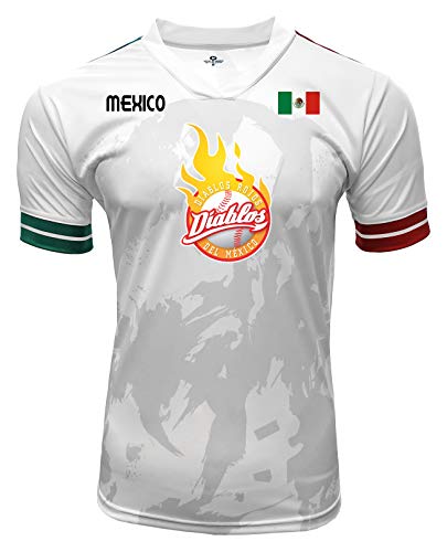 Jersey Mexico Diablos Rojos del Mexico 100% Polyester White/Grey_Made in Mexico (XXXXX-Large)