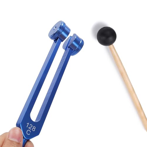Image of C128 Tuning Fork 128 Hz - Weighted Aluminum Healing Instrument for Sound Bath, Tone Therapy, Chakra Healing & Meditation Tools - Medical Grade Diapasones Terapeuticos (Blue)