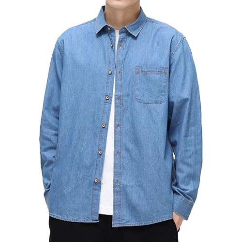 Chaqueta de mezclilla casual manga larga para hombre miniatura 1