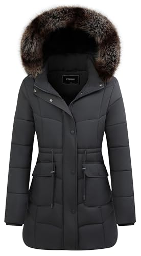 GOLDLADIES Women's Long Winter Puffer Coat Waterproof Jacket Thickened Down
